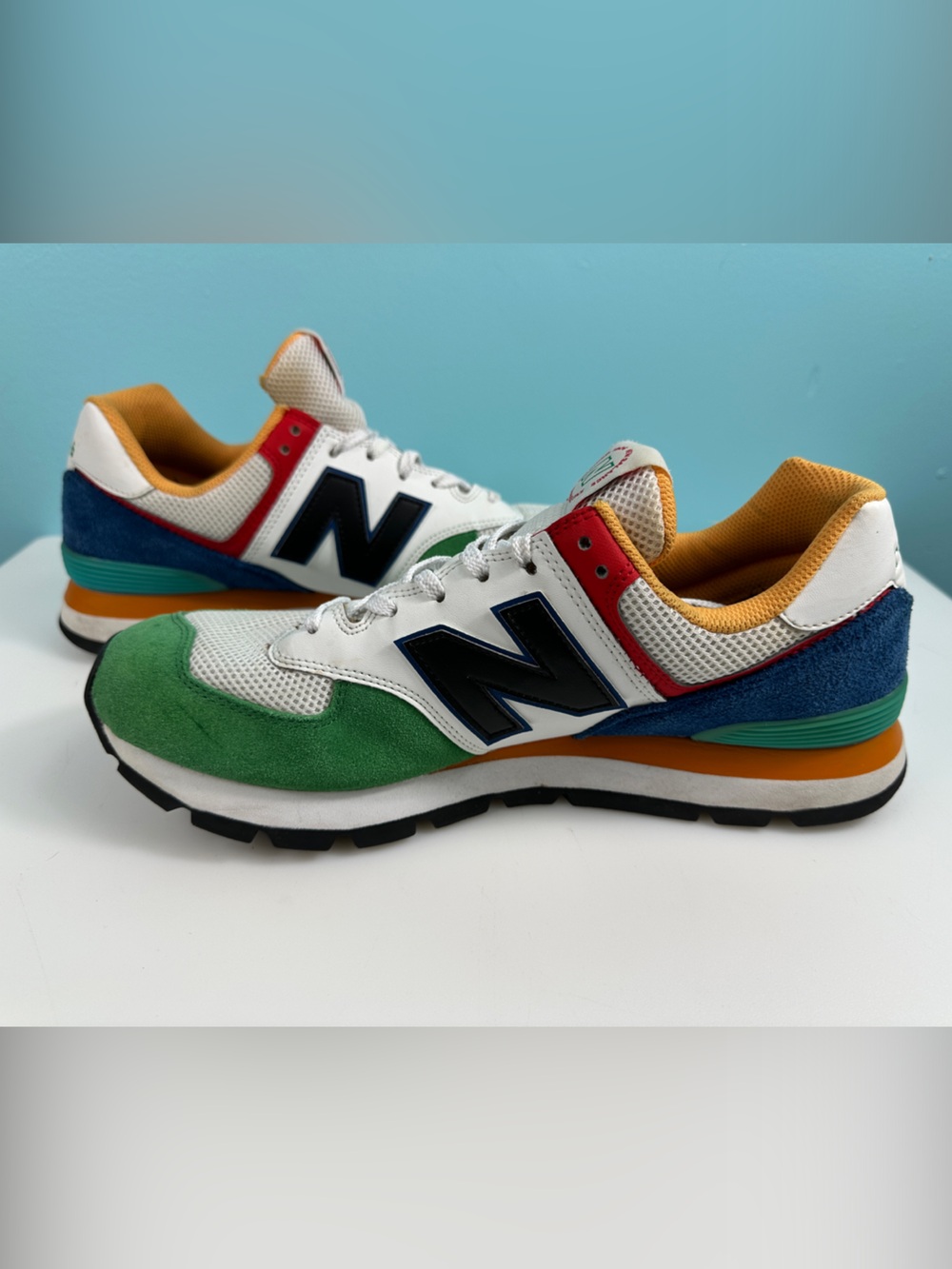 2021 New Balance 574 Rugged 'White Varsity' multicoloured sneakers. Discontinued